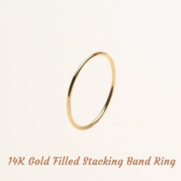 Real Gold Filled Minimalist Stacking Ring 1mm Band NO TARNISH Stamped 1/20 14K - Picture 1 of 2